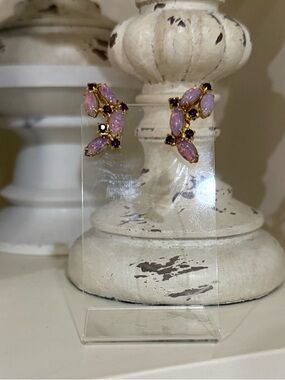 Vintage Purple Fire Opal Screw Clip Earrings - Gold Tone
